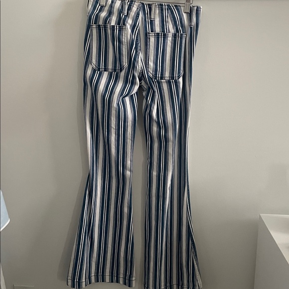 Free People Retro Blue and White Striped Denim Pants - Picture 4 of 5